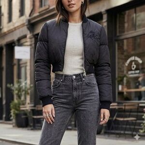 Chick by Nicky Hilton Black Cropped Puffer Jacket XS Cherub Angel Y2K Vintage